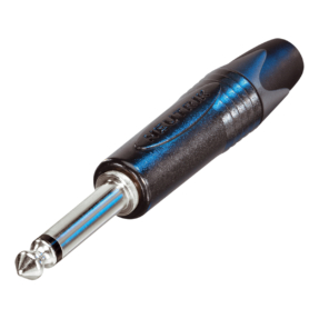 Neutrik ® 6,3 mm jackplug mono, soldeerterm. – slanke zwarte behuizing 14,5 mm