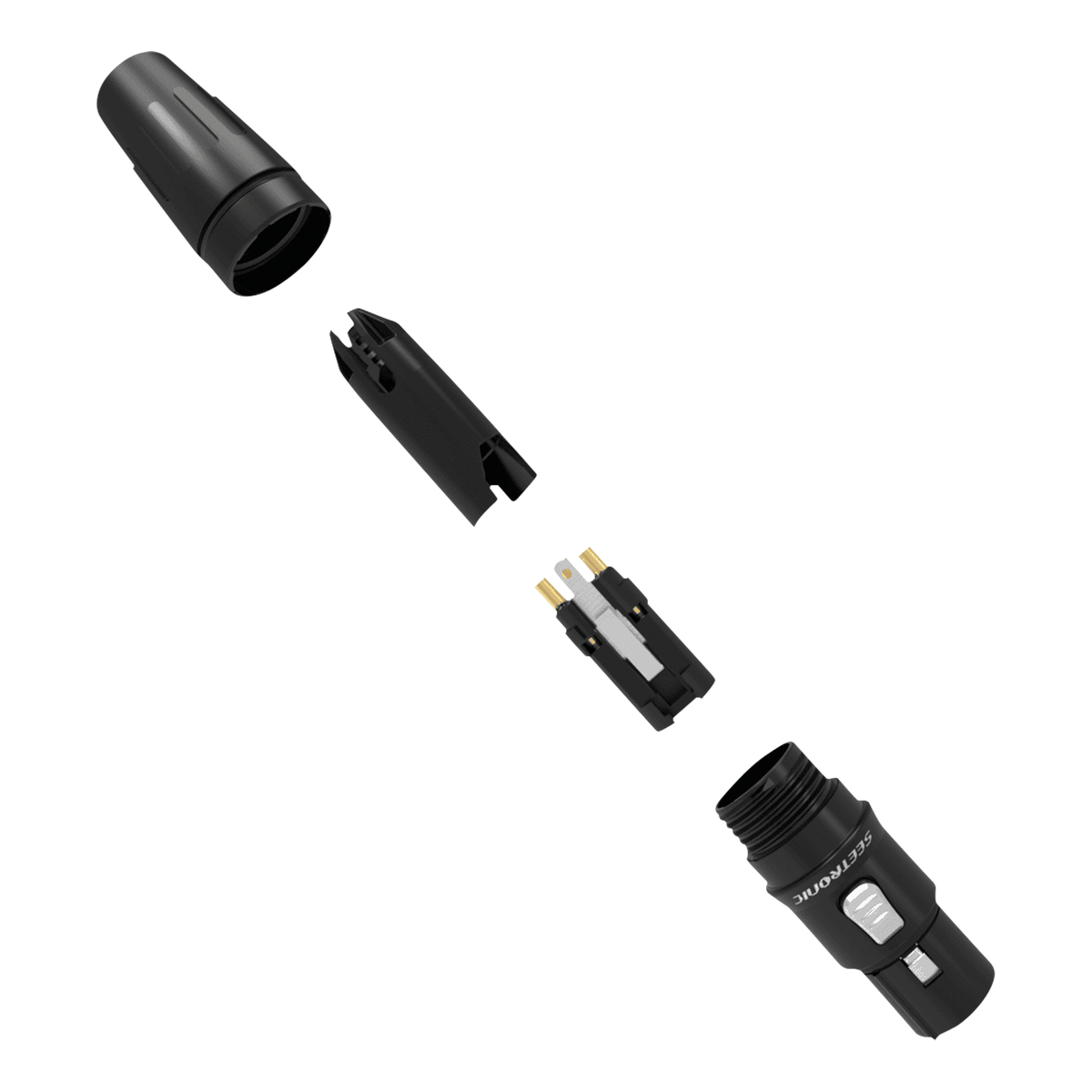 Seetronic XLR 3P Connector – 3‑polig XLR female kabelconnector, zwart, verguld Seetronic XLR 3P Connector – 3‑polig XLR female kabelconnector, zwart, verguld