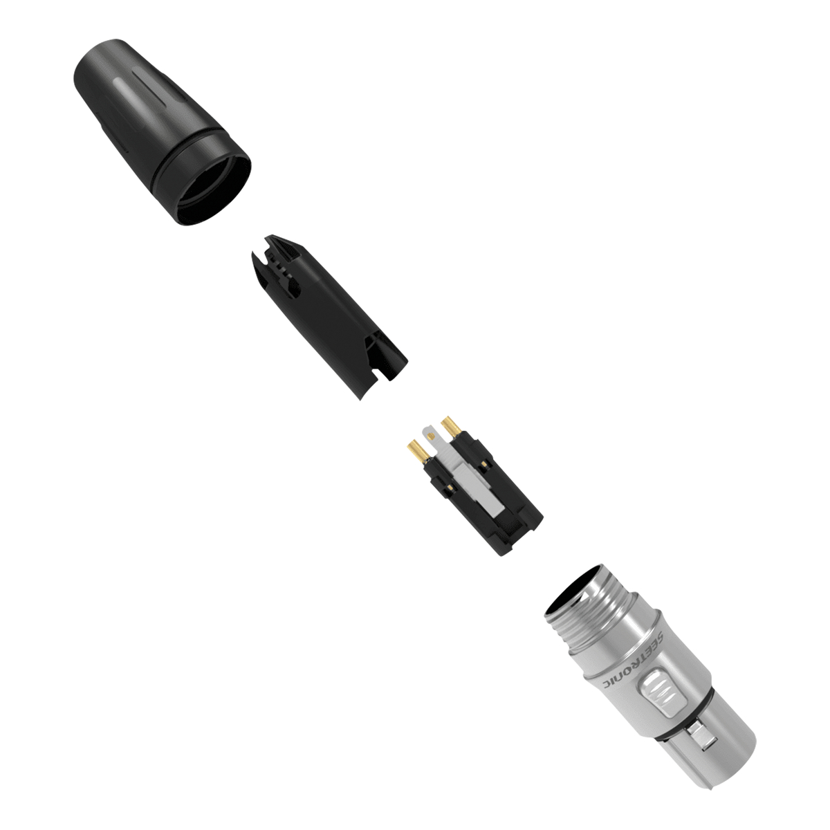 Seetronic XLR 3P Connector – 3‑polig XLR female kabelconnector, vergulde contacten Seetronic XLR 3P Connector – 3‑polig XLR female kabelconnector, vergulde contacten