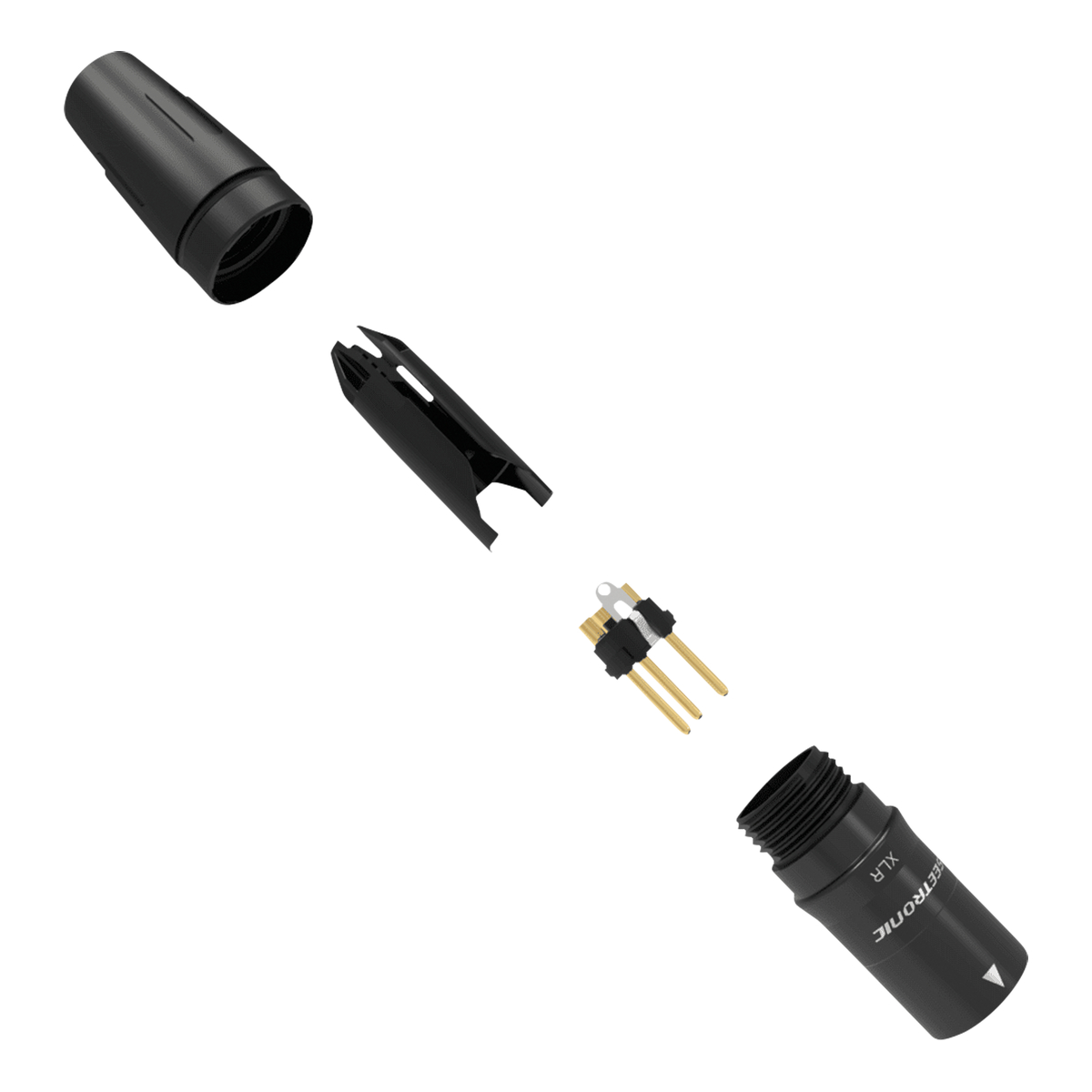 Seetronic XLR 3P Connector – 3-polig XLR male, zwart, met groef voor kleurring Seetronic XLR 3P Connector – 3-polig XLR male, zwart, met groef voor kleurring