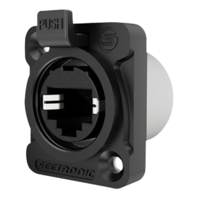 Seetronic RJ45 chassisconnector (SE8FDYH-63-B-NS) – D‑maat, frontmontage Seetronic RJ45 chassisconnector (SE8FDYH-63-B-NS) – D‑maat, frontmontage