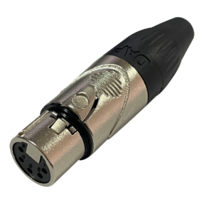 DAP XLR 5P X-type XLR 5-polig female connector – zwarte ring, nikkelen behuizing DAP XLR 5P X-type XLR 5-polig female connector – zwarte ring, nikkelen behuizing